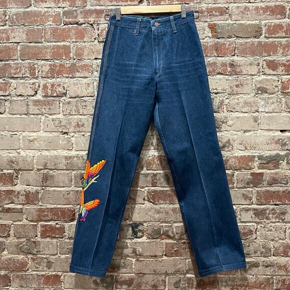 Vintage Vik Vizette Embroidered Butterfly Jeans Size 28 - Picture 1 of 9